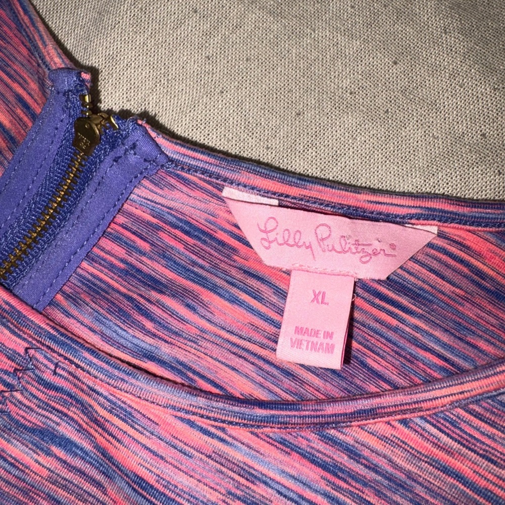 Lilly Pulitzer XL Pink Purple Space Dye Sleeveless Fit & Flare Active Dress Zip - Picture 2 of 6